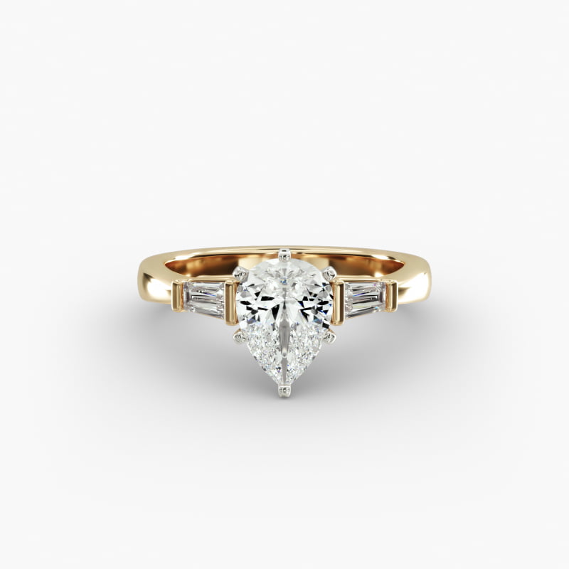 Tapered Baguette Lab-Grown Diamond Engagement Ring in 14K Yellow Gold