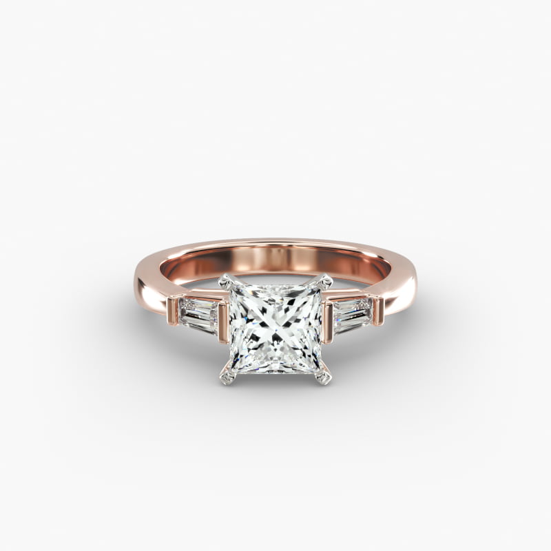 Tapered Baguette Lab-Grown Diamond Engagement Ring in 14k Rose Gold