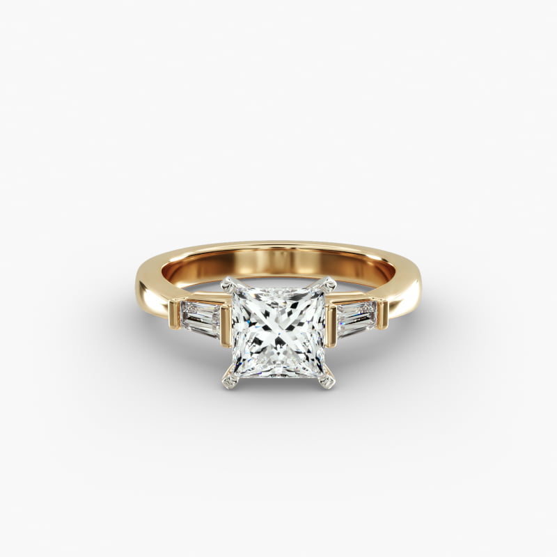 Tapered Baguette Lab-Grown Diamond Engagement Ring in 14K Yellow Gold