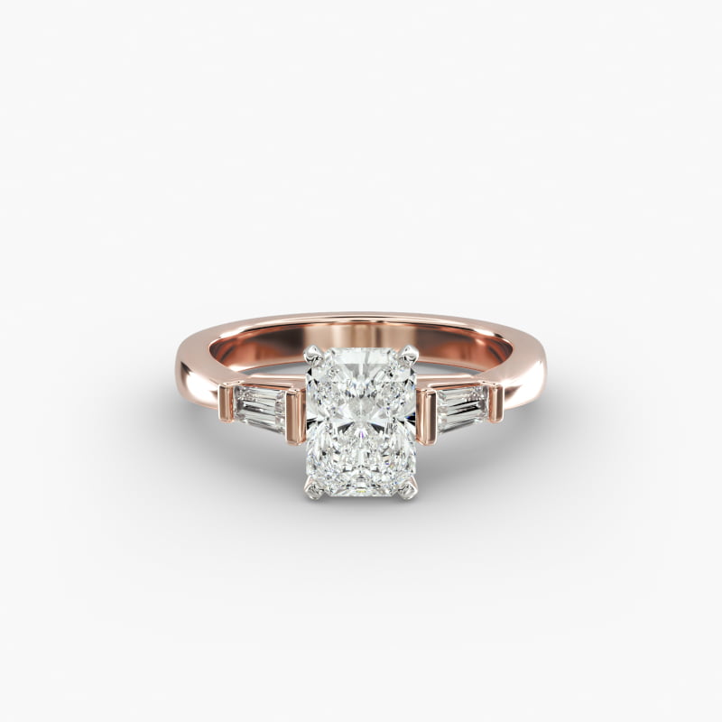 Tapered Baguette Lab-Grown Diamond Engagement Ring in 14k Rose Gold