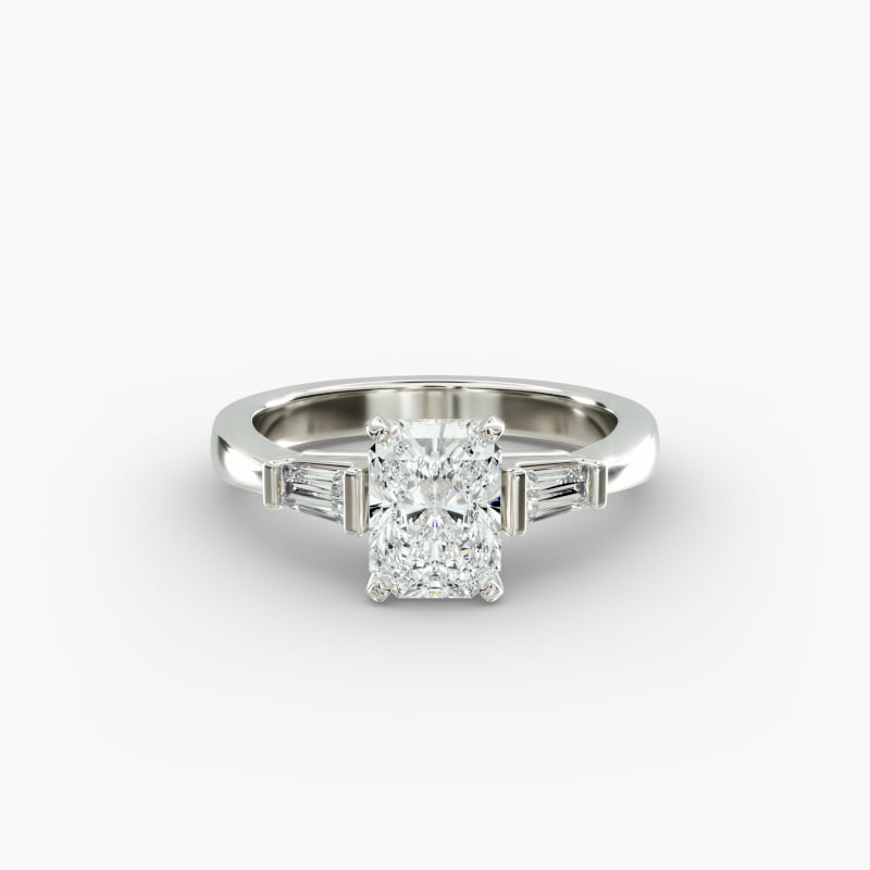 Tapered Baguette Lab-Grown Diamond Engagement Ring in 14k White Gold