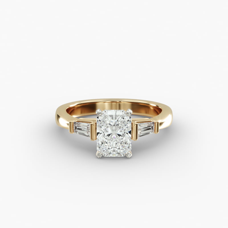 Tapered Baguette Lab-Grown Diamond Engagement Ring in 14K Yellow Gold