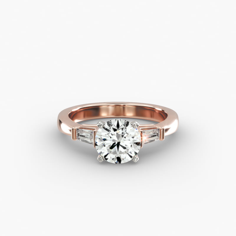 Tapered Baguette Lab-Grown Diamond Engagement Ring in 14k Rose Gold