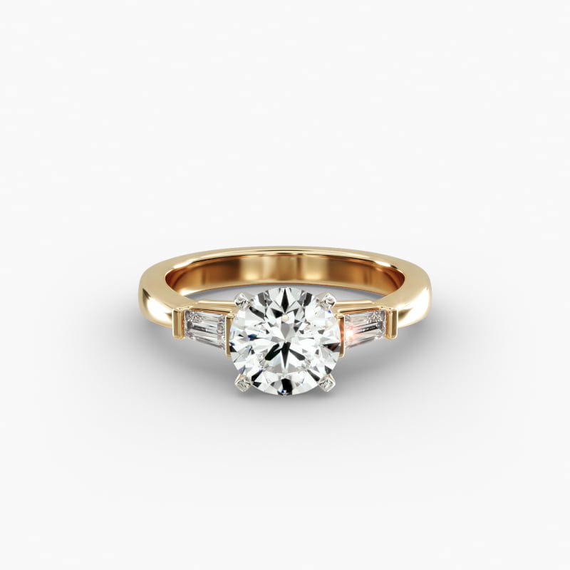 Tapered Baguette Lab-Grown Diamond Engagement Ring in 14K Yellow Gold