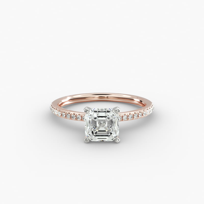Petite Micropavé Lab-Grown Diamond Engagement Ring in 14k Rose Gold (1/10 ct. tw.)