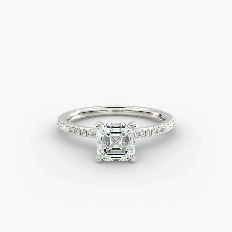 Petite Micropavé Diamond Engagement Ring in 14k White Gold (1/10 ct. tw.)