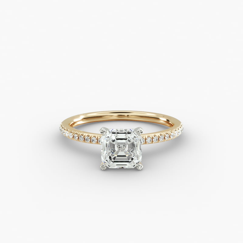 Petite Micropavé Lab-Grown Diamond Engagement Ring in 14k Yellow Gold (1/10 ct. tw.)