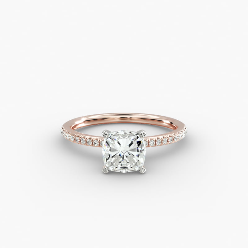 Petite Micropavé Lab-Grown Diamond Engagement Ring in 14k Rose Gold (1/10 ct. tw.)