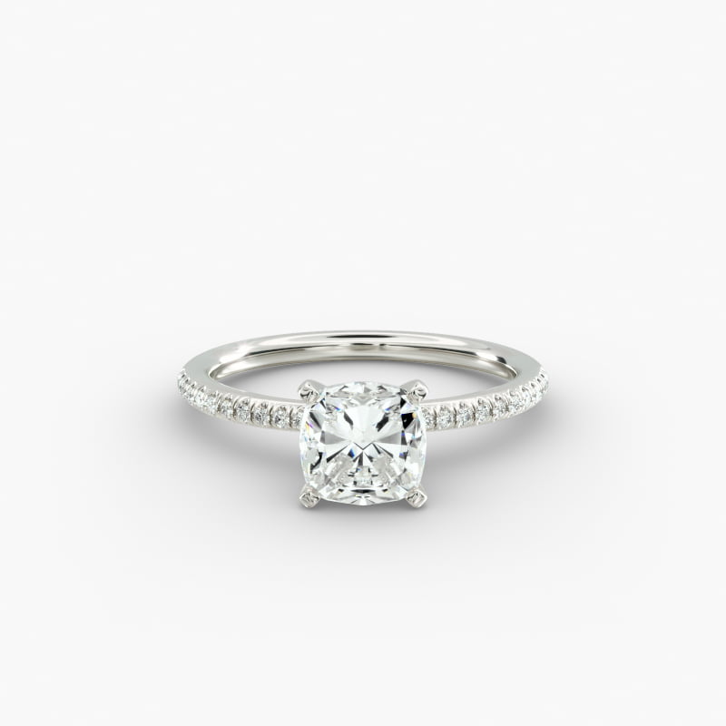 Petite Micropavé Diamond Engagement Ring in 14k White Gold (1/10 ct. tw.)