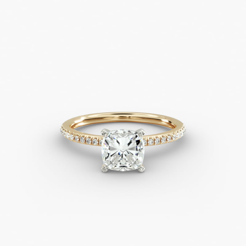 Petite Micropavé Lab-Grown Diamond Engagement Ring in 14k Yellow Gold (1/10 ct. tw.)