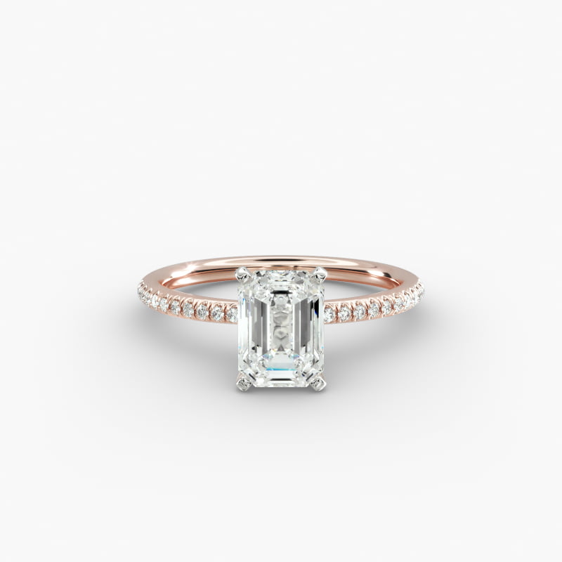 Petite Micropavé Lab-Grown Diamond Engagement Ring in 14k Rose Gold (1/10 ct. tw.)
