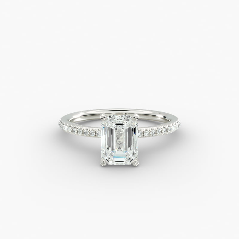 Petite Micropavé Diamond Engagement Ring in 14k White Gold (1/10 ct. tw.)