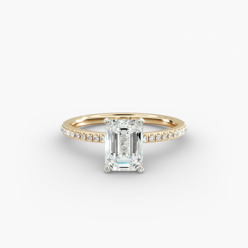 Petite Micropavé Lab-Grown Diamond Engagement Ring in 14k Yellow Gold (1/10 ct. tw.)