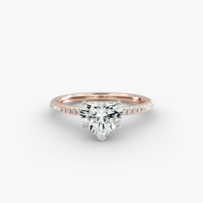 Petite Micropavé Lab-Grown Diamond Engagement Ring in 14k Rose Gold (1/10 ct. tw.)