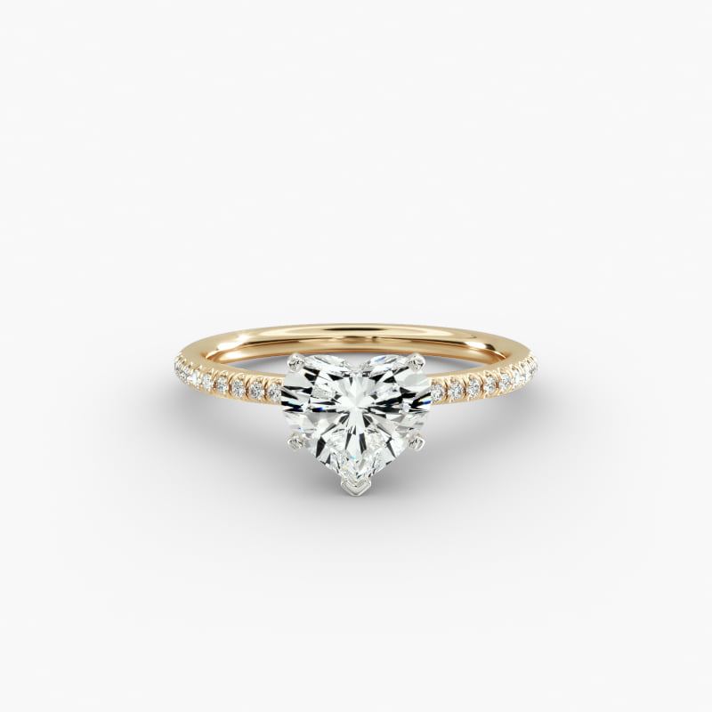 Petite Micropavé Lab-Grown Diamond Engagement Ring in 14k Yellow Gold (1/10 ct. tw.)