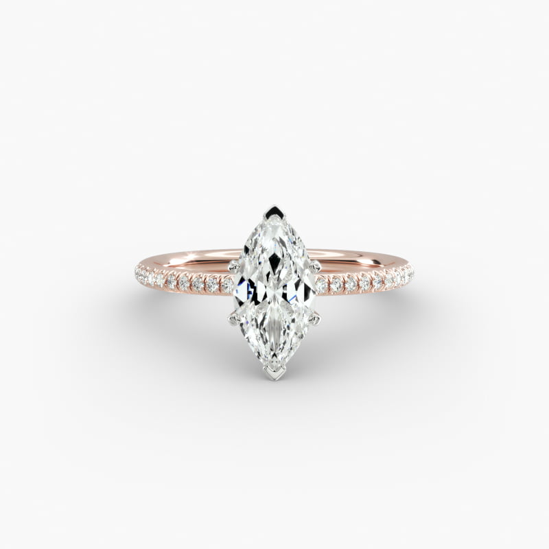 Petite Micropavé Lab-Grown Diamond Engagement Ring in 14k Rose Gold (1/10 ct. tw.)
