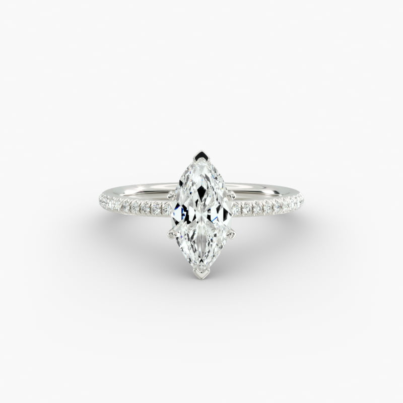 Petite Micropavé Diamond Engagement Ring in 14k White Gold (1/10 ct. tw.)