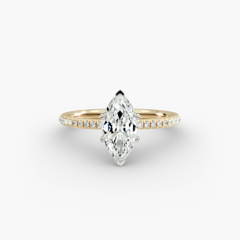 Petite Micropavé Lab-Grown Diamond Engagement Ring in 14k Yellow Gold (1/10 ct. tw.)