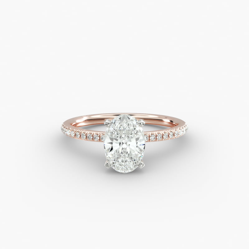 Petite Micropavé Lab-Grown Diamond Engagement Ring in 14k Rose Gold (1/10 ct. tw.)