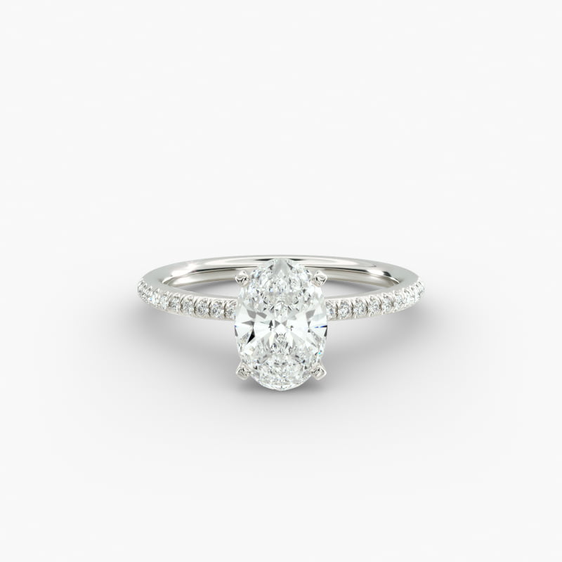 Petite Micropavé Diamond Engagement Ring in 14k White Gold (1/10 ct. tw.)