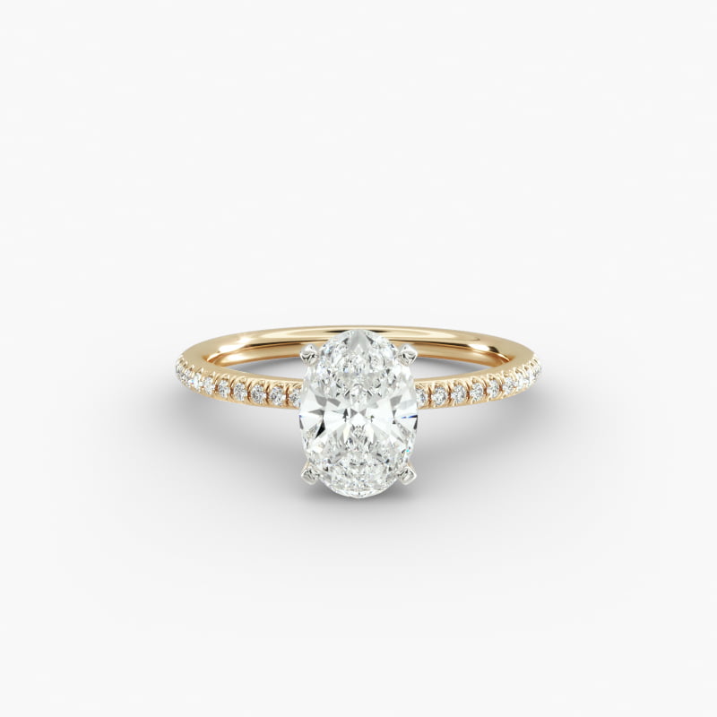 Petite Micropavé Lab-Grown Diamond Engagement Ring in 14k Yellow Gold (1/10 ct. tw.)