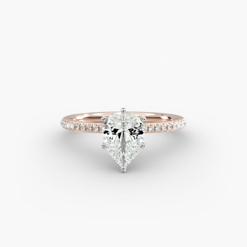 Petite Micropavé Lab-Grown Diamond Engagement Ring in 14k Rose Gold (1/10 ct. tw.)