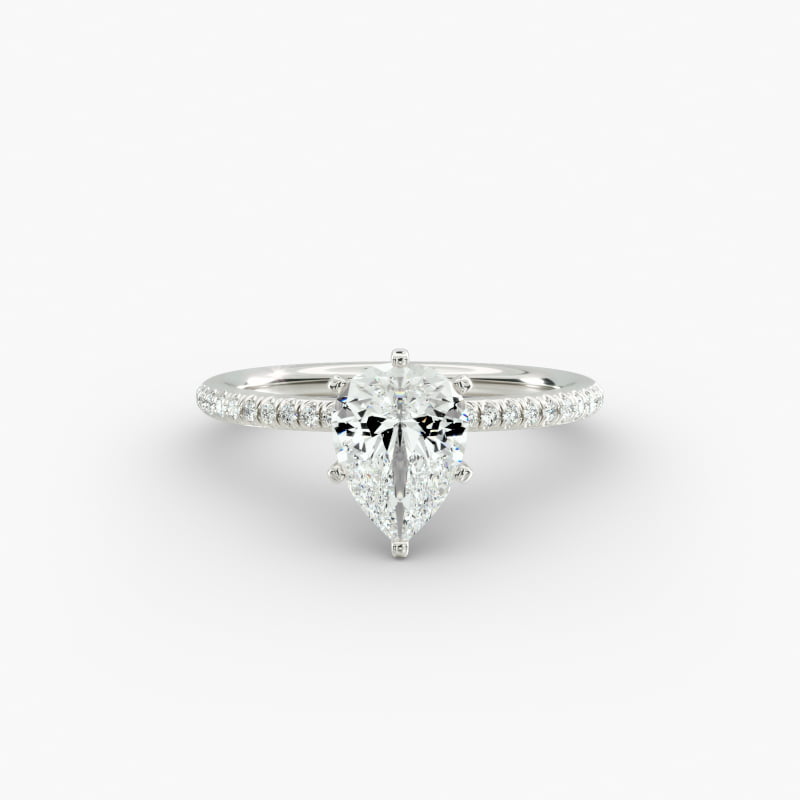 Petite Micropavé Diamond Engagement Ring in 14k White Gold (1/10 ct. tw.)