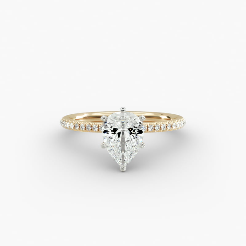 Petite Micropavé Lab-Grown Diamond Engagement Ring in 14k Yellow Gold (1/10 ct. tw.)