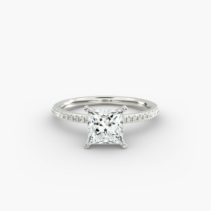 Petite Micropavé Diamond Engagement Ring in 14k White Gold (1/10 ct. tw.)