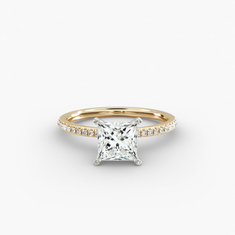 Petite Micropavé Lab-Grown Diamond Engagement Ring in 14k Yellow Gold (1/10 ct. tw.)