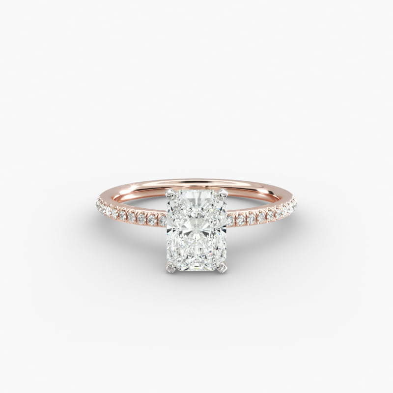Petite Micropavé Lab-Grown Diamond Engagement Ring in 14k Rose Gold (1/10 ct. tw.)
