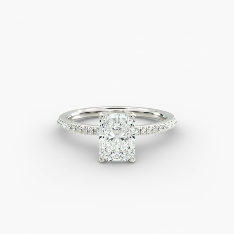 Petite Micropavé Diamond Engagement Ring in 14k White Gold (1/10 ct. tw.)