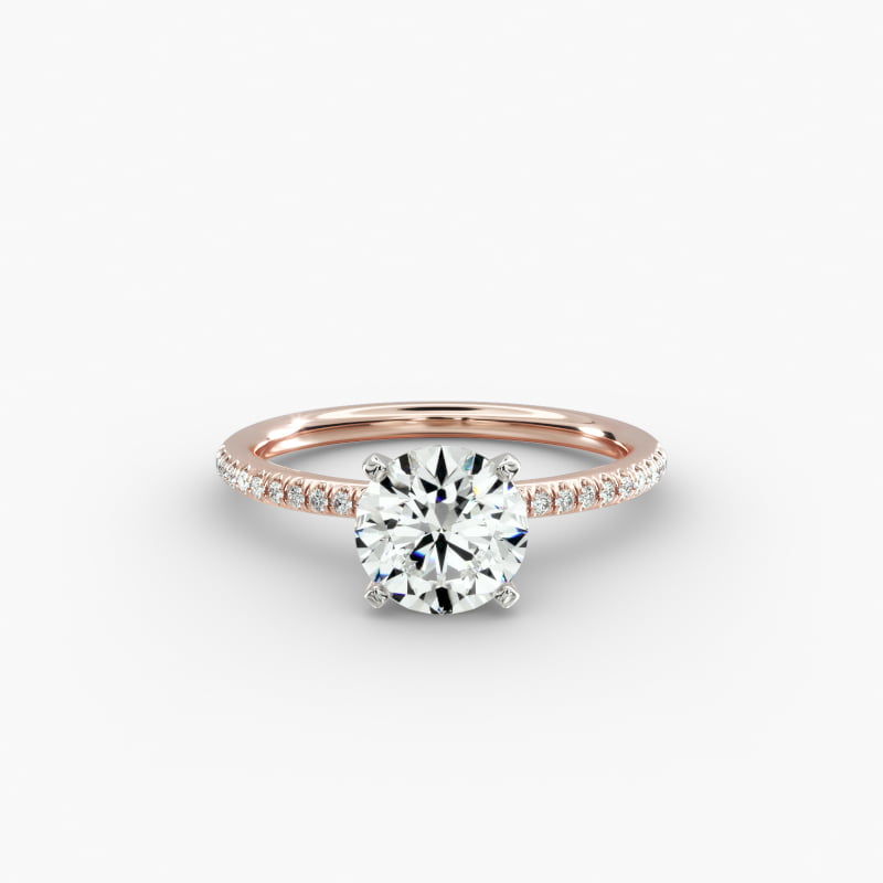 Petite Micropavé Diamond Engagement Ring in 14k Rose Gold (1/10 ct. tw.)