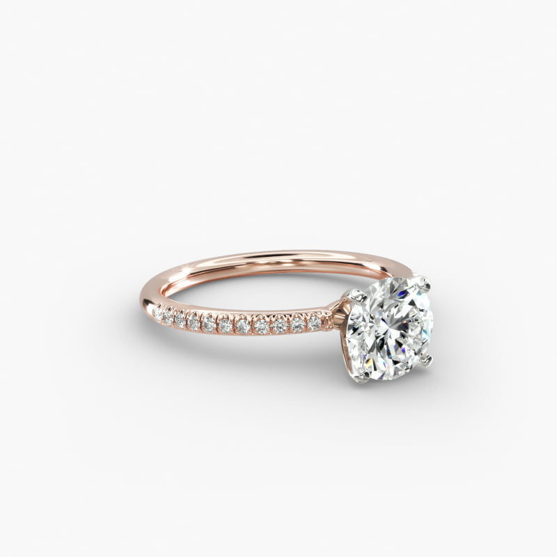 Petite Micropavé Diamond Engagement Ring in 14k Rose Gold (1/10 ct. tw.)