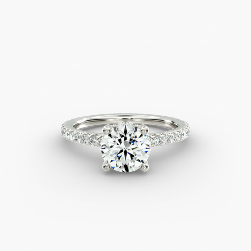 Blue Nile Studio Petite French Pavé Crown Diamond Engagement Ring in 14K White Gold (1/3 ct. tw.)
