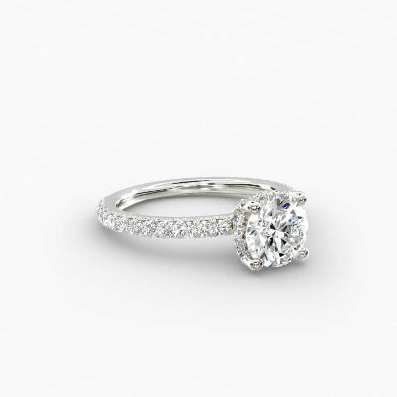 Blue Nile Studio Petite French Pavé Crown Diamond Engagement Ring in 14K White Gold (1/3 ct. tw.)