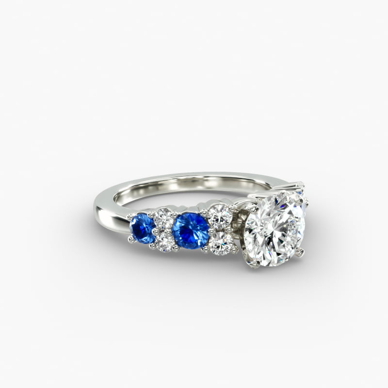 Garland Sapphire and Diamond Engagement Ring in 14k White Gold
