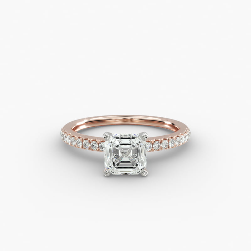 Riviera Pavé Lab-Grown Diamond Engagement Ring in 14k Rose Gold (1/6 ct. tw.)