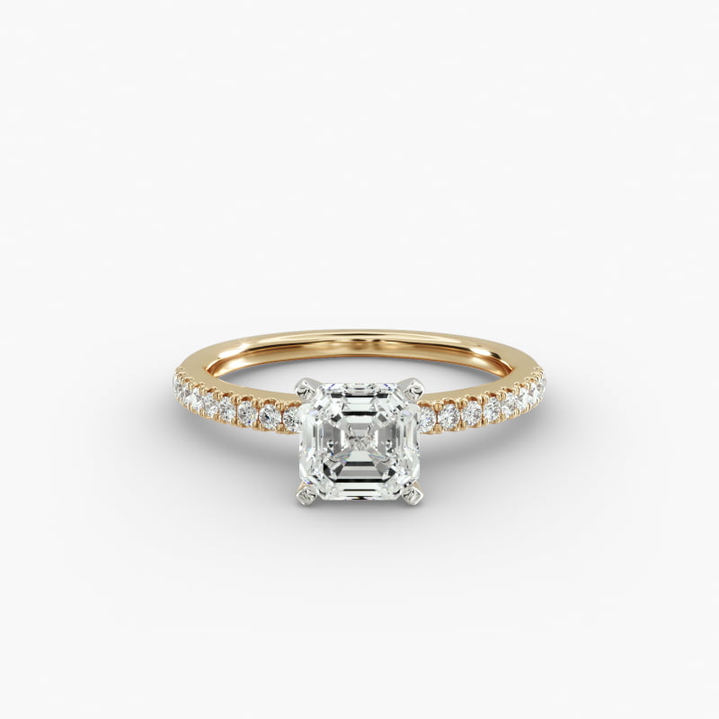 Riviera Pavé Lab-Grown Diamond Engagement Ring in 14K Yellow Gold (1/6 ct. tw.)