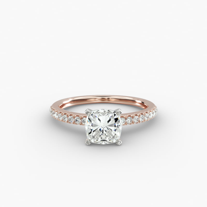 Riviera Pavé Lab-Grown Diamond Engagement Ring in 14k Rose Gold (1/6 ct. tw.)