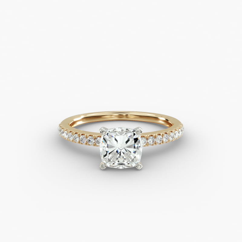 Riviera Pavé Lab-Grown Diamond Engagement Ring in 14K Yellow Gold (1/6 ct. tw.)