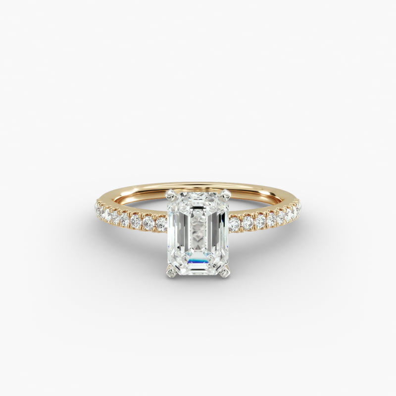Riviera Pavé Lab-Grown Diamond Engagement Ring in 14K Yellow Gold (1/6 ct. tw.)