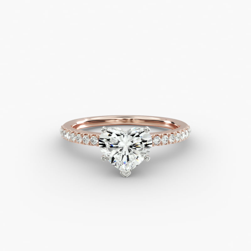 Riviera Pavé Lab-Grown Diamond Engagement Ring in 14k Rose Gold (1/6 ct. tw.)