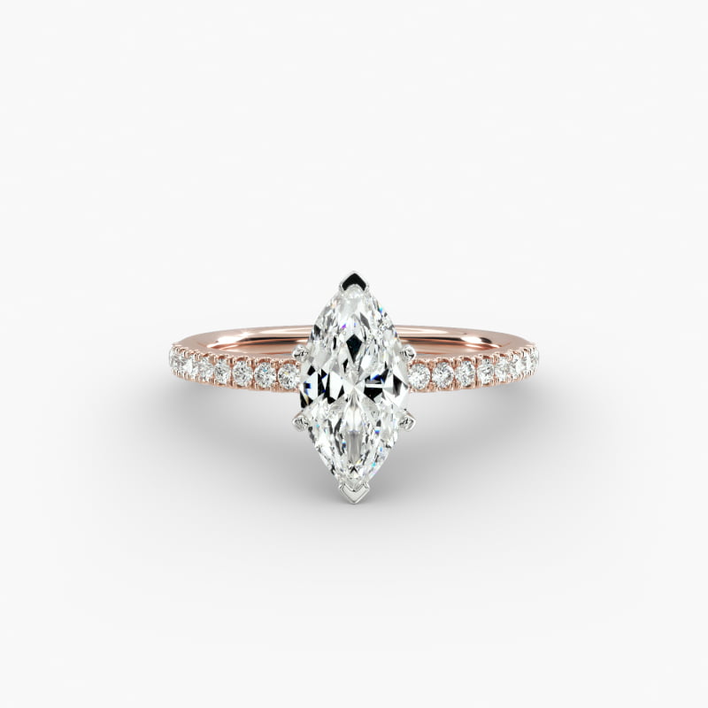 Riviera Pavé Lab-Grown Diamond Engagement Ring in 14k Rose Gold (1/6 ct. tw.)