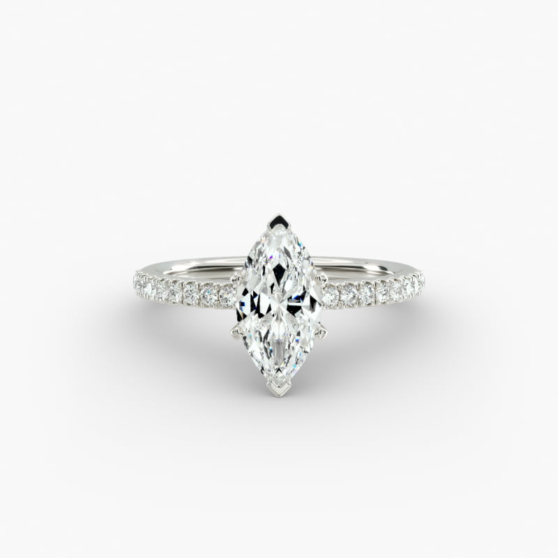 Riviera Pavé Lab-Grown Diamond Engagement Ring in 14k White Gold (1/6 ct. tw.)