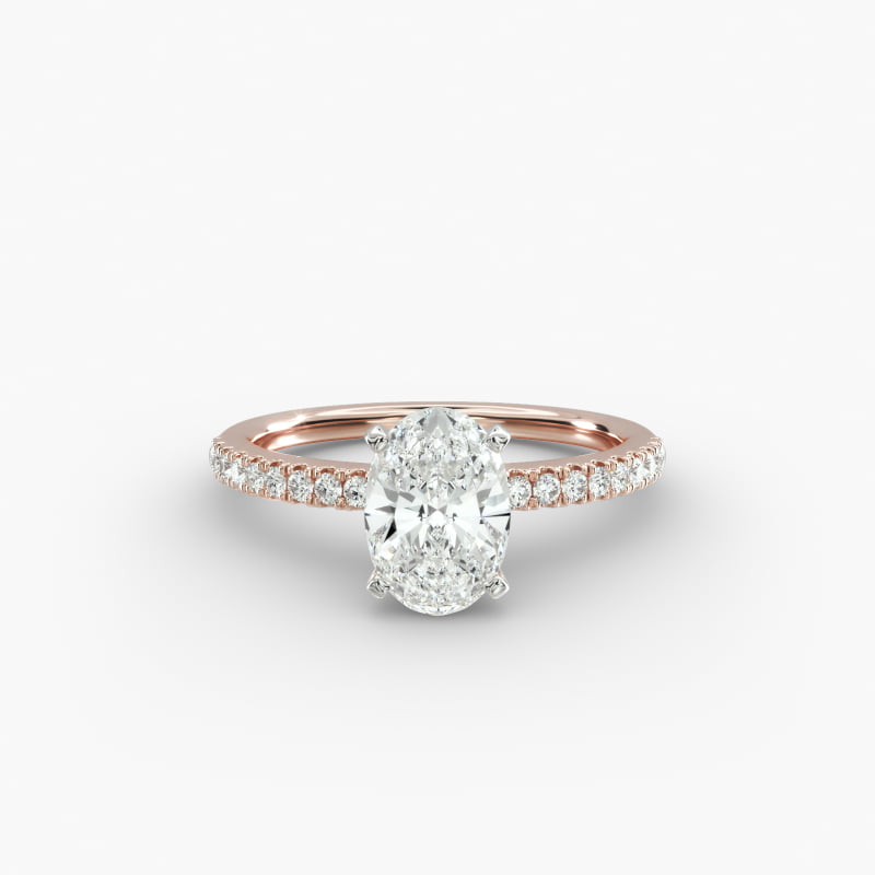 Riviera Pavé Lab-Grown Diamond Engagement Ring in 14k Rose Gold (1/6 ct. tw.)