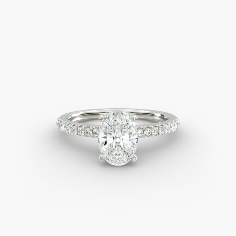 Riviera Pavé Lab-Grown Diamond Engagement Ring in 14k White Gold (1/6 ct. tw.)
