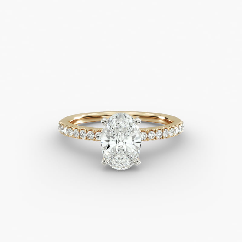 Riviera Pavé Lab-Grown Diamond Engagement Ring in 14K Yellow Gold (1/6 ct. tw.)