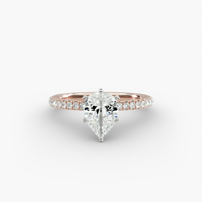 Riviera Pavé Lab-Grown Diamond Engagement Ring in 14k Rose Gold (1/6 ct. tw.)