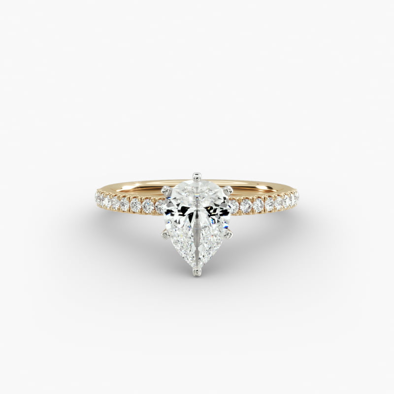 Riviera Pavé Lab-Grown Diamond Engagement Ring in 14K Yellow Gold (1/6 ct. tw.)